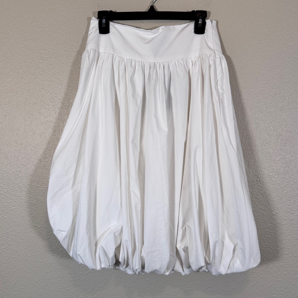 White Bubble Hem Skirt - Women's Full Gathered Skirt